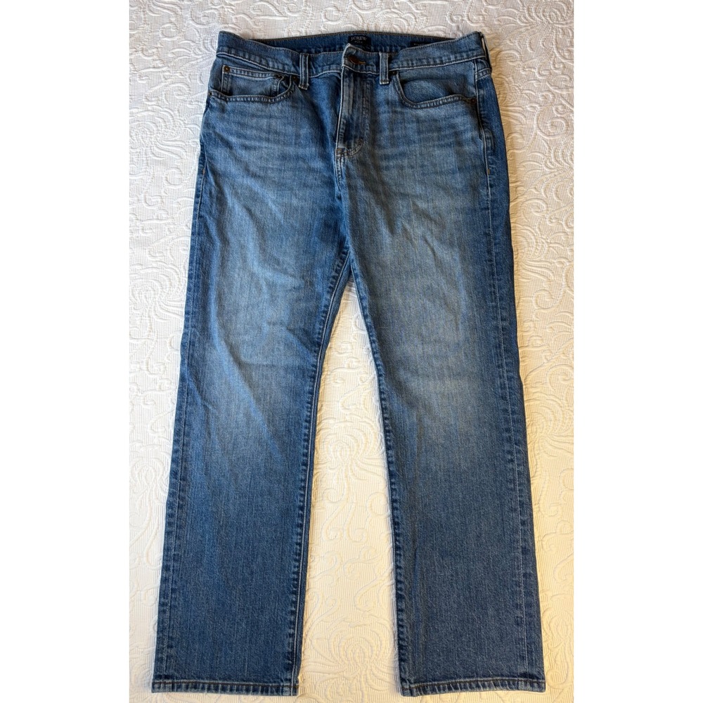 J.Crew Flex Straight Leg Jeans Mens 34x28 Medium Wash Blue BN770 Denim Pants